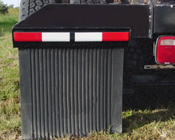 Black powder-painted Tractor Model Mud Flap Hangers without lights.